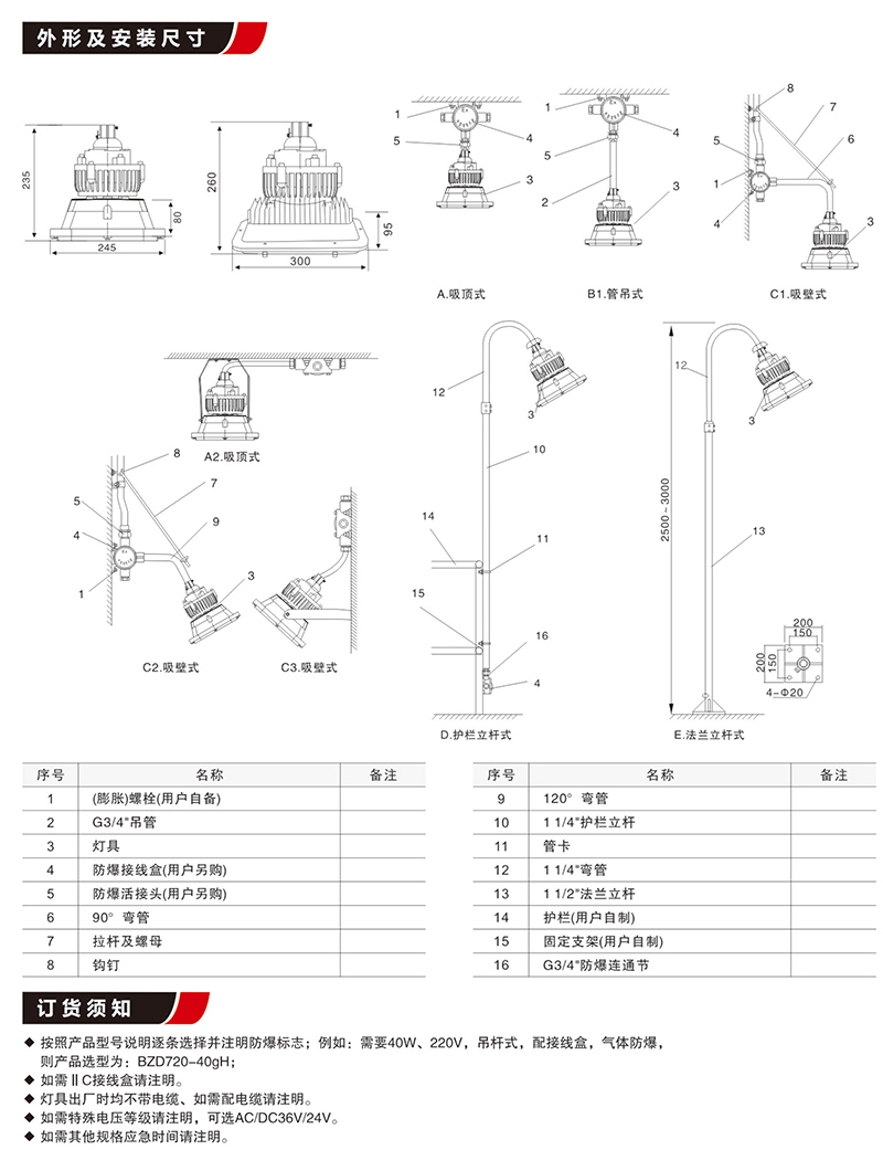 BZD720免維護照明防爆LED燈