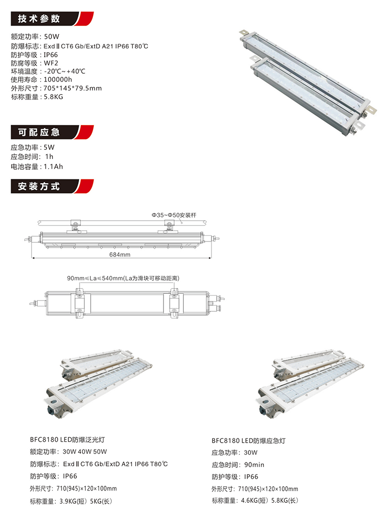 BFC8180A免維護照明防爆LED燈