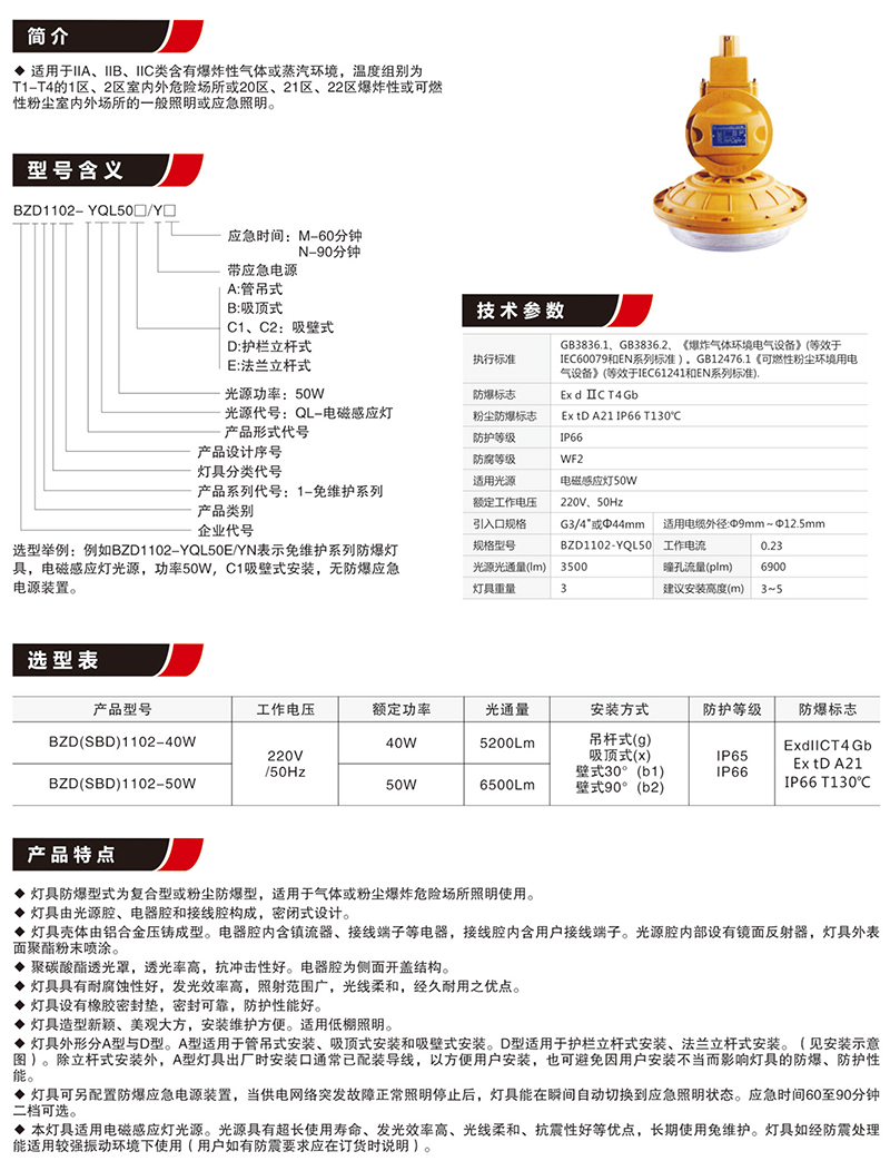 BZD1102免維護節能防爆燈