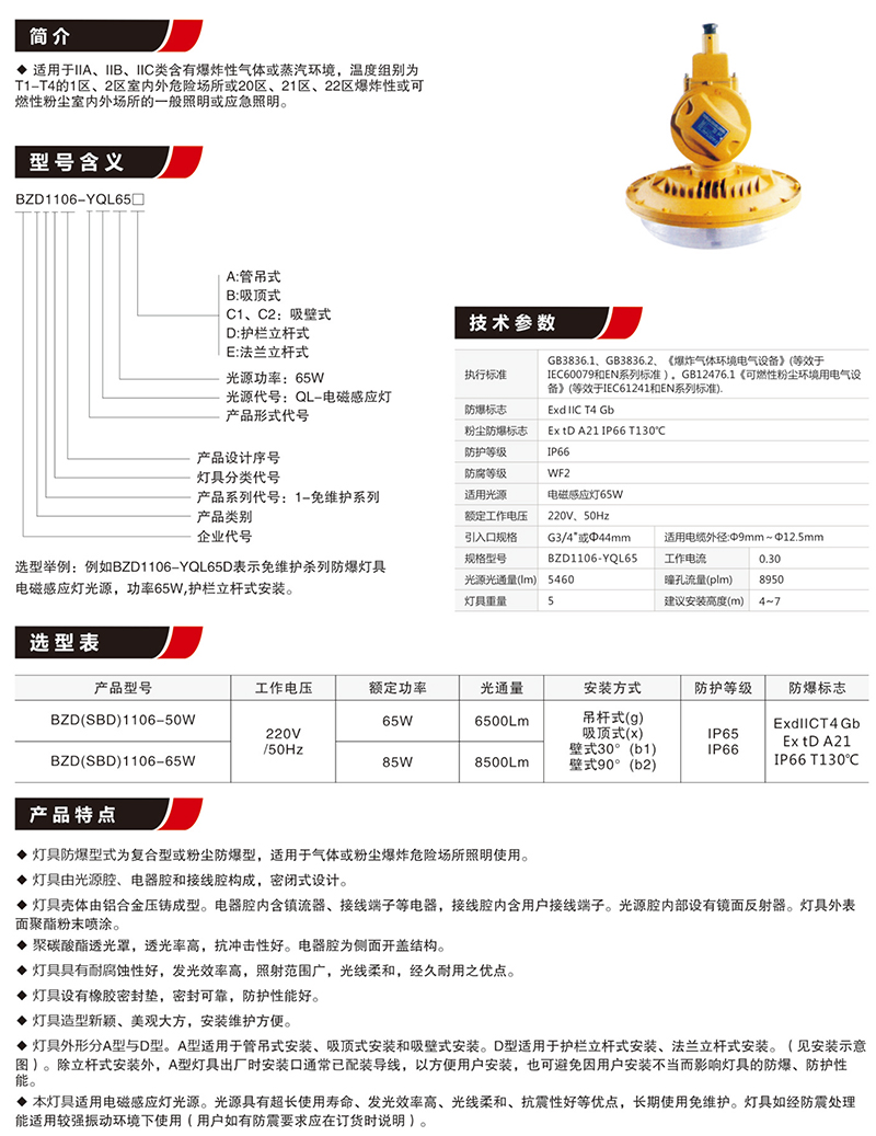 BZD1106免維護節能防爆燈