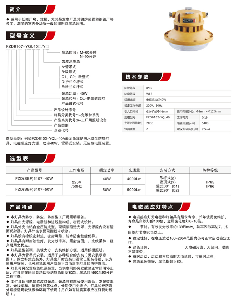 FZD6107免維護節能防水防塵防腐燈