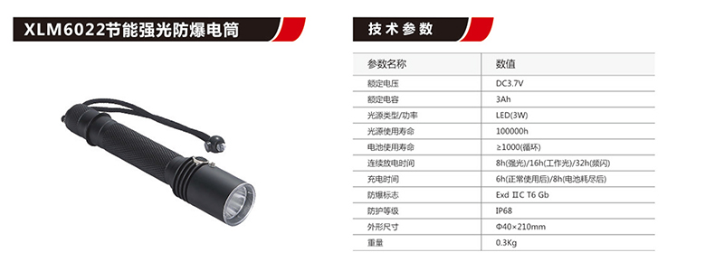 XLM6022節能強光防爆手電筒