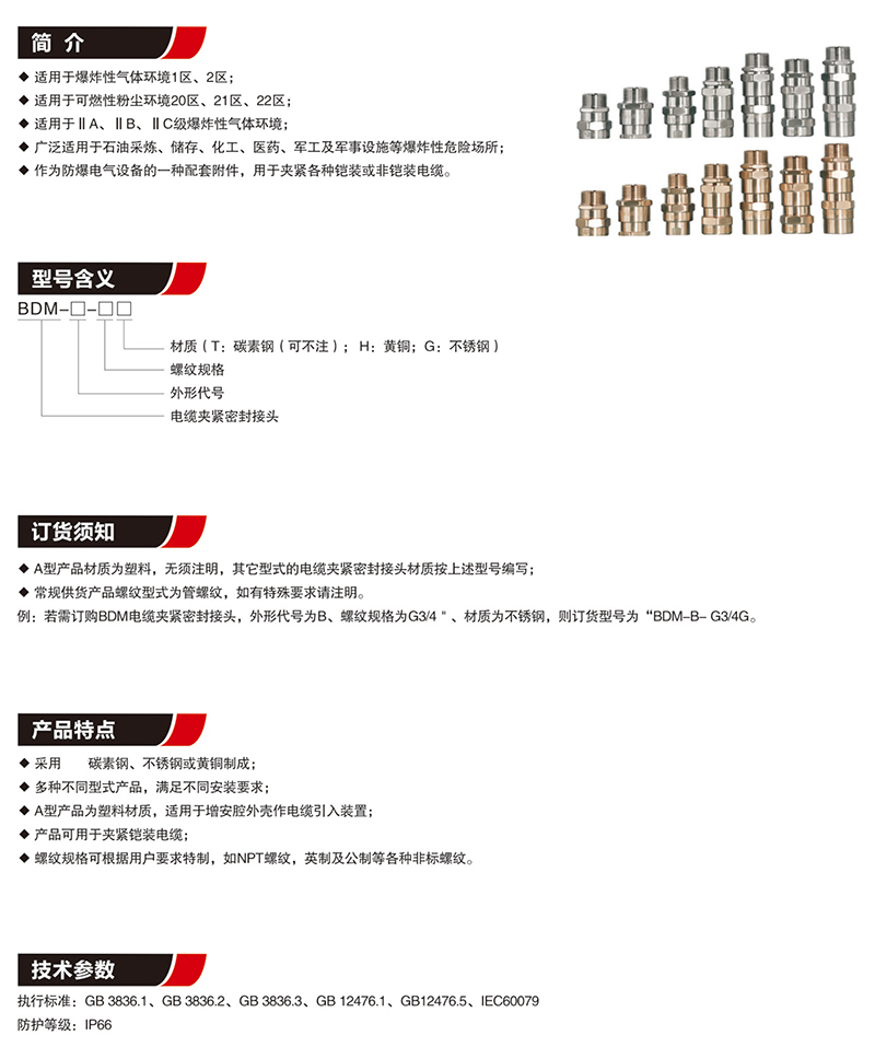 BDM防爆電纜夾緊密封接頭