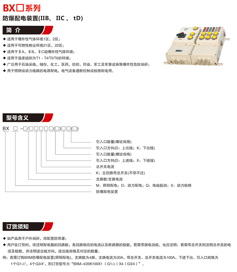 BX口防爆配電裝置（IIB,IIC,tD）