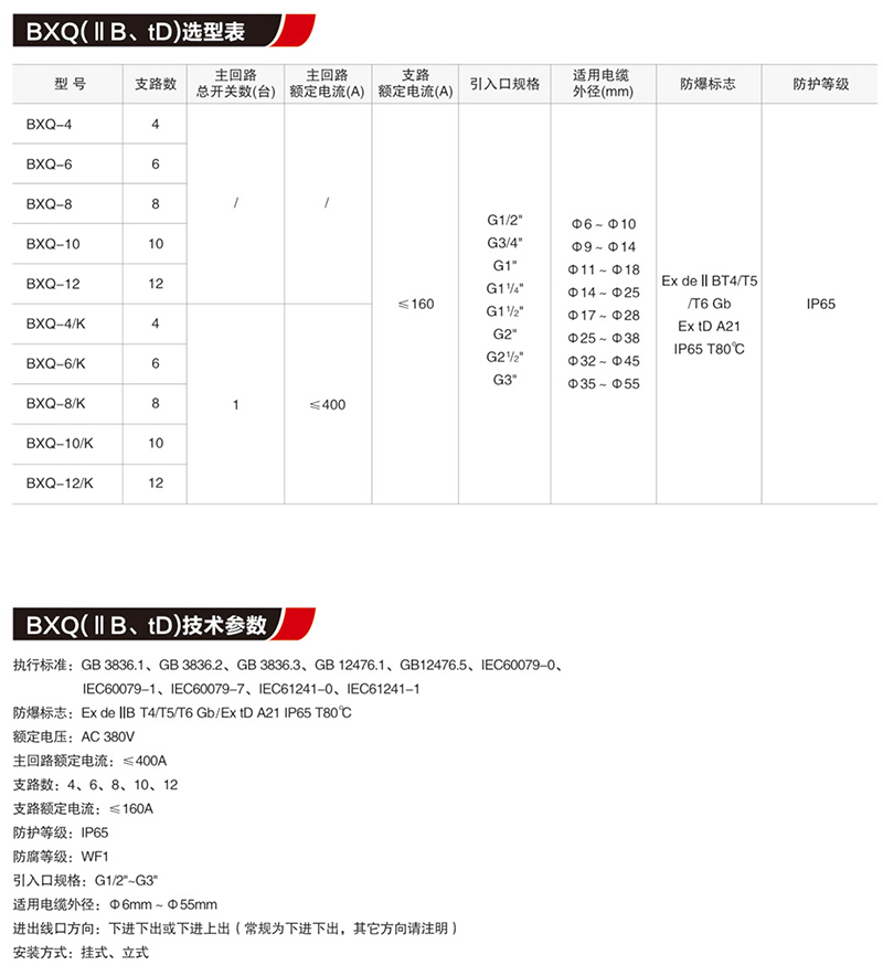 BX口防爆配電裝置（IIB,IIC,tD）