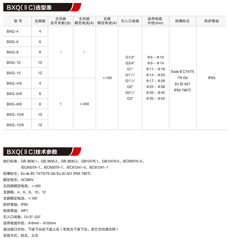 BX口防爆配電裝置（IIB,IIC,tD）