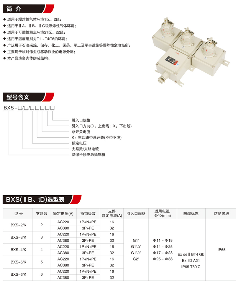 BXS防爆檢修電源插座箱