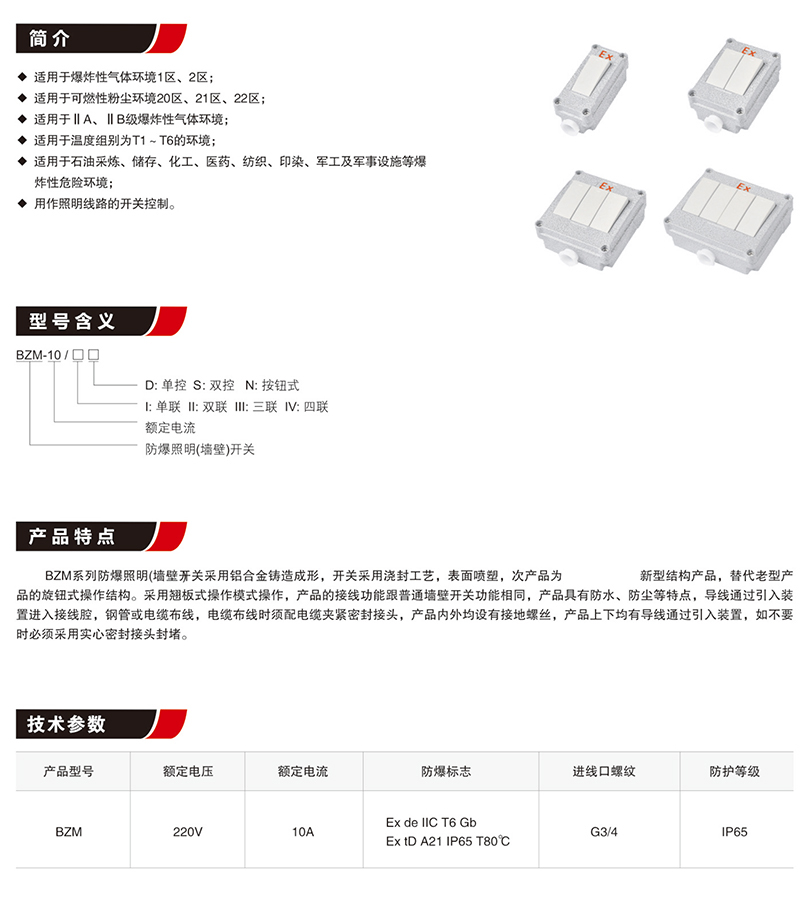 SW-10-B防爆墻壁照明開關